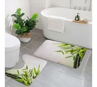 AELKSP 2 Piece Non Slip Bathroom Rugs Set,Luxury Thick Microfiber Shaggy Bath Mat Sets,Bamboo leaves Green leaf on blurred greenery background. Beautiful leaf te,Machine Washable Bathroom Mats Carpet