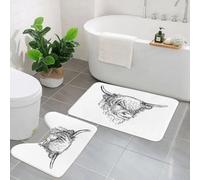 AELKSP 2 Piece Non Slip Bathroom Rugs Set,Luxury Thick Microfiber Shaggy Bath Mat Sets,beautiful Scottish rural animal - Hairy Cow Hairy Coo from Highlands,Machine Washable Bathroom Mats Carpet