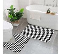AELKSP 2 Piece Non Slip Bathroom Rugs Set,Luxury Thick Microfiber Shaggy Bath Mat Sets,black and white abstract image,Machine Washable Bathroom Mats Carpet