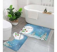 AELKSP 2 Piece Non Slip Bathroom Rugs Set,Luxury Thick Microfiber Shaggy Bath Mat Sets,Christmas w night snow landscape x-mas snowdrift vector background full m,Machine Washable Bathroom Mats Carpet