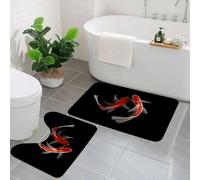 AELKSP 2 Piece Non Slip Bathroom Rugs Set,Luxury Thick Microfiber Shaggy Bath Mat Sets,Colorful Carp Koi Fish Animals Wildlife Aquatic Asian Beautiful Chinese Cl,Machine Washable Bathroom Mats Carpet