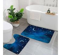 AELKSP 2 Piece Non Slip Bathroom Rugs Set,Luxury Thick Microfiber Shaggy Bath Mat Sets,night sky background stars and moon.,Machine Washable Bathroom Mats Carpet