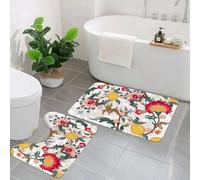 AELKSP 2 Piece Non Slip Bathroom Rugs Set,Luxury Thick Microfiber Shaggy Bath Mat Sets,Seamless pattern with stylized flowers,Machine Washable Bathroom Mats Carpet
