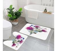 AELKSP 2 Piece Non Slip Bathroom Rugs Set,Luxury Thick Microfiber Shaggy Bath Mat Sets,Summer l ow Watercolor with Wildflowers Thistles Dandelions Herb,Machine Washable Bathroom Mats Carpet