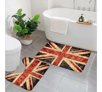 AELKSP 2 Piece Non Slip Bathroom Rugs Set,Luxury Thick Microfiber Shaggy Bath Mat Sets,The United Kingdom or Union Jack grunge flag,Machine Washable Bathroom Mats Carpet