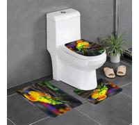 AELKSP 3 Piece Non Slip Bathroom Rugs Set,Luxury Thick Microfiber Shaggy Bath Mat Sets,Conure Tail Parrot Perch On Tree Branch Animals Wildlife Nature Wild Multi,Machine Washable Bathroom Mats Carpet