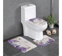 AELKSP 3 Piece Non Slip Bathroom Rugs Set,Luxury Thick Microfiber Shaggy Bath Mat Sets,Rustic house, bouquet of lilac flowers on wooden table spring nature roman,Machine Washable Bathroom Mats Carpet