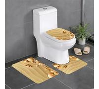 AELKSP 3 Piece Non Slip Bathroom Rugs Set,Luxury Thick Microfiber Shaggy Bath Mat Sets,sea shells with sand as background,Machine Washable Bathroom Mats Carpet