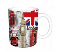 AELKSP Ceramic Coffee Cup,Dual-Sided Print,Mugs for Women,Funny Mugs,Cute Mug,Mugs for Men,Tea Cup,Novelty Gifts,London England City Landmark Retro Union Telephone Bus Big Ben Flag,11oz/330ml
