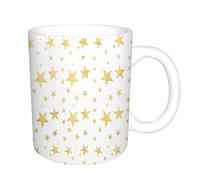 AELKSP Ceramic Coffee Cup,Dual-Sided Print,Mugs for Women,Funny Mugs,Cute Mug,Mugs for Men,Tea Cup,Novelty Gifts,Gold Stars Seamless Pattern Background Vector Illustration,11oz/330ml