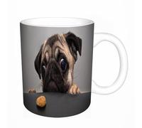 AELKSP Ceramic Coffee Cup,Dual-Sided Print,Mugs for Women,Funny Mugs,Cute Mug,Mugs for Men,Tea Cup,Novelty Gifts,Animal，Cute sad Pug Looks at a Cookie,11oz/330ml