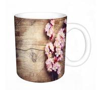 AELKSP Ceramic Coffee Cup,Dual-Sided Print,Mugs for Women,Funny Mugs,Cute Mug,Mugs for Men,Tea Cup,Novelty Gifts,Fleur de Printemps sur Table en Bois,11oz/330ml