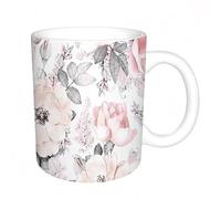 AELKSP Ceramic Coffee Cup,Dual-Sided Print,Mugs for Women,Funny Mugs,Cute Mug,Mugs for Men,Tea Cup,Novelty Gifts,Watercolor Seamless Pattern of Roses with Buds Pattern for Fabric and wallp,11oz/330ml