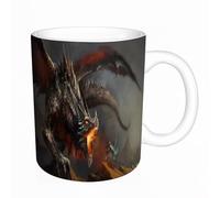 AELKSP Ceramic Coffee Cup,Dual-Sided Print,Mugs for Women,Funny Mugs,Cute Mug,Mugs for Men,Tea Cup,Novelty Gifts,Knight with the Light Sword Standing Near the Giant fire Dragon Digital Art,11oz/330ml