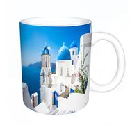 AELKSP Ceramic Coffee Cup,Dual-Sided Print,Mugs for Women,Funny Mugs,Cute Mug,Mugs for Men,Tea Cup,Novelty Gifts,Sunset Blue Greece Scenic View Cyclades White Houses Santorini Par,11oz/330ml