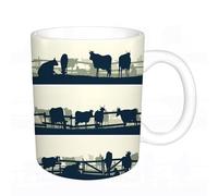 AELKSP Ceramic Coffee Cup,Dual-Sided Print,Mugs for Women,Funny Mugs,Cute Mug,Mugs for Men,Tea Cup,Novelty Gifts,Agriculture Theme grazing Farm Animals Cows Bulls Silhouette Rural Dark chr,11oz/330ml