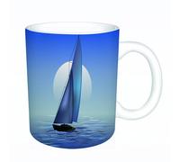 AELKSP Ceramic Coffee Cup,Dual-Sided Print,Mugs for Women,Funny Mugs,Cute Mug,Mugs for Men,Tea Cup,Novelty Gifts,l, Sailboat in the Moonrise Dramatic Sky Ocean Reflections,11oz/330ml