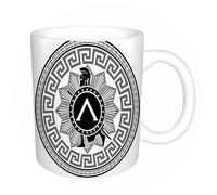AELKSP Ceramic Coffee Cup,Dual-Sided Print,Mugs for Women,Funny Mugs,Cute Mug,Mugs for Men,Tea Cup,Novelty Gifts,Label with the Greek Pattern. Silhouette of the Spartan Soldier,11oz/330ml