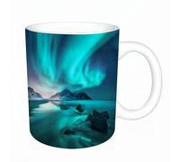 AELKSP Ceramic Coffee Cup,Dual-Sided Print,Mugs for Women,Funny Mugs,Cute Mug,Mugs for Men,Tea Cup,Novelty Gifts,Aurora. Northern Lights in Lofoten Islands Norway. Sky with Polar Lights st,11oz/330ml