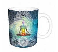 AELKSP Ceramic Coffee Cup,Dual-Sided Print,Mugs for Women,Funny Mugs,Cute Mug,Mugs for Men,Tea Cup,Novelty Gifts,Yoga,Mandala Design Zen Meditation Hippie Style with Sign Chakra,11oz/330ml