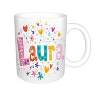 AELKSP Ceramic Coffee Cup,Dual-Sided Print,Mugs for Women,Funny Mugs,Cute Mug,Mugs for Men,Tea Cup,Novelty Gifts,Laura Girls Name Decorative Lettering Type Design,11oz/330ml