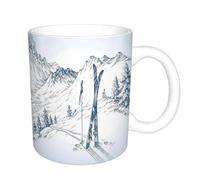 AELKSP Ceramic Coffee Cup,Dual-Sided Print,Mugs for Women,Funny Mugs,Cute Mug,Mugs for Men,Tea Cup,Novelty Gifts,Snow Scene of ski Equipment on T and Mountain, Skip OLE sin Winter Environm,11oz/330ml