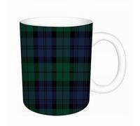 AELKSP Ceramic Coffee Cup,Dual-Sided Print,Mugs for Women,Funny Mugs,Cute Mug,Mugs for Men,Tea Cup,Novelty Gifts,Classic Tartan Pattern, repetitive Design of Green, Blue and Black Squares,11oz/330ml