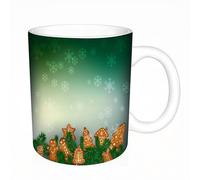 AELKSP Ceramic Coffee Cup,Dual-Sided Print,Mugs for Women,Funny Mugs,Cute Mug,Mugs for Men,Tea Cup,Novelty Gifts,Christmas Background with gingerbreads Snowflakes and fir Branches,11oz/330ml