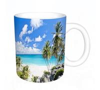 AELKSP Ceramic Coffee Cup,Dual-Sided Print,Mugs for Women,Funny Mugs,Cute Mug,Mugs for Men,Tea Cup,Novelty Gifts,Barbados Caribbean Sea Barbados, White Beach, Palm Trees and Turquoise wate,11oz/330ml