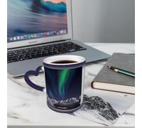 AELKSP Ceramic,Sky, Northern Lights Aurora over the mountain fjords at night Norway sol,Coffee Mug Color Changing Mug Hot Heat Changing Mug Hot Heat Sensitive Mug Coffee Mug Tea Mug Drink Cup Milk Mug