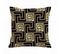 AELKSP Cushion Cover Decorations Pillow Cover Home for Livingroom Couch Sofa Decor Throw Pillow Case Gifts,Geometric Meander Black and Golden Greece Greek Tiles Gold,18x18 in