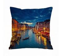 AELKSP Cushion Cover Decorations Pillow Cover Home for Livingroom Couch Sofa Decor Throw Pillow Case Gifts,Venice Deor, scenes of the beach of the city of Venice, night architecture of Italy,16x16 in