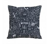 AELKSP Cushion Cover Decorations Pillow Cover Home for Livingroom Couch Sofa Decor Throw Pillow Case Gifts,Witch and Witchcraft Doodles Set Palmistry, Black Magic Fortune Telling Symbols,20x20 in