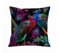 AELKSP Cushion Cover Decorations Pillow Cover Home for Livingroom Couch Sofa Decor Throw Pillow Case Gifts,Embroidery peacocks tropical birds pattern.,18x18 in