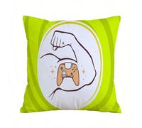 AELKSP Cushion Cover Decorations Pillow Cover Home for Livingroom Couch Sofa Decor Throw Pillow Case Gifts,Gamer,Entertainment Illustration of Strong Man Arm with Icon of Joystick Manly Line,16x16 in