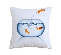 AELKSP Cushion Cover Decorations Pillow Cover Home for Livingroom Couch Sofa Decor Throw Pillow Case Gifts,Aquarium, Goldfish jumping out of the Freedom Fishbowl Escape Challenge,20x20 in