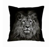 AELKSP Cushion Cover Decorations Pillow Cover Home for Livingroom Couch Sofa Decor Throw Pillow Case Gifts,a black and white lion portrait on black,16x16 in