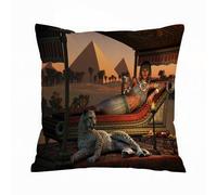 AELKSP Cushion Cover Decorations Pillow Cover Home for Livingroom Couch Sofa Decor Throw Pillow Case Gifts,Egypt leopard Ancient Egyptian Sex Lady and a tame cheetah,18x18 in