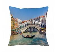 AELKSP Cushion Cover Decorations Pillow Cover Home for Livingroom Couch Sofa Decor Throw Pillow Case Gifts,Gondola near Rialto Bridge in Venice, Italy,16x16 in