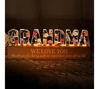 Aellowet Christmas Gifts for Grandma, Personalized Dry Flower Night Light Grandma Birthday Gifts, Grandmother Gift from Grandkids on Christmas Mothers Day