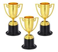 Aelmiyw Mini Trophies, 3Pcs Plastic Gold Trophy Award, Small Trophy Mini Trophy for Kids Party Favors, Props, Rewards, Winning Prizes