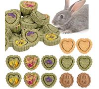 Aelmiyw Rabbit Chew Toys, 20Pcs Timothy Hay Treats Bunny Chew Toys for Chinchilla/Guinea Pig/Hamsters/Holland Lop, Small Rodent Pet Molar Teeth Treats Toys