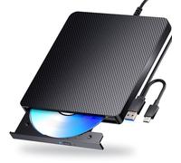 aelrsoch External Blu ray Drives Player Read/Write Compatible Bluray Burner USB 3.0 / Type-C DVD Burner Blu ray Player for pc, Windows 7-11 & Mac（Black）