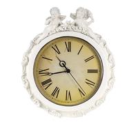 AELS 11.4x9.7 Inch Vintage Wall Clock, Angel Ornated European Style Decorative Retro Wall Clock, Quality Quartz Battery Operated Hanging for Living Room Bedroom Office Décor, Distressed White