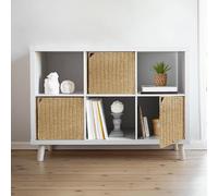AELS 11" Handwoven Natural Fibre Doors for Cube Storage Shelf, Set of 3, Boho Straw Shelf Cover for Small Bookcase & Open Bookshelf, Rustic Farmhouse Home Decor, Natural (Door ONLY)