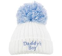 Aelstores Baby Boys Knitted Pom Pom Hat Daddy's Boy Winter Bobble Warm Beanie Hats Colour: Blue Daddy's Boy - Size: Newborn - 12 Months