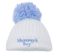 Aelstores Baby Boys Knitted Pom Pom Hat Mummy's Boy Winter Bobble Warm Beanie Hats Colour: Blue Mummy's Boy - Size: Newborn - 12 Months