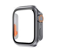 AEMALL Glass Case for Apple Watch 44mm 45mm 41mm 40mm 42mm 38mm Screen Protector Cover Change Ultra Bumper iWatch Series 8 7 SE 6 5 3 (Color : Dark grey, Size : 42mm)