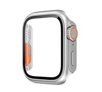 AEMALL Glass Case for Apple Watch 44mm 45mm 41mm 40mm 42mm 38mm Screen Protector Cover Change Ultra Bumper iWatch Series 8 7 SE 6 5 3 (Color : Silver, Size : 42mm)