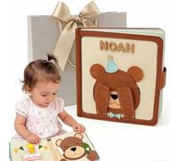 Aemmbon Montessori Busy Books - 12 pages Personalised Busy Books Learning Binder - Interactive Quiet Activity Book for Fine Motor Skills & imaginations soar for Home & Travel (Bear)
